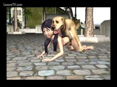 An animated clip showing a puppy having sex with an unfaithful wife